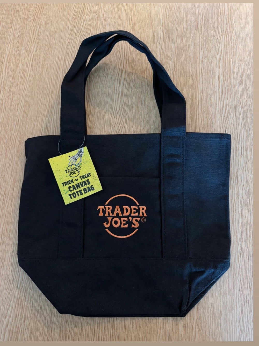 Black Canvas Tote with Orange Logo